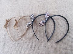 1X Fashion Leopard Hair Band Headband 8mm with Bowknot