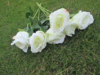 6Pcs White Rose Artificial Flower Wedding Bouquet Party Home Dec