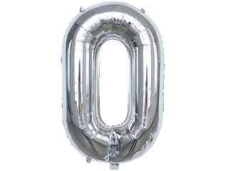 6Pcs Silver Numbers 0 Air-Filled Foil Balloons Party Decor