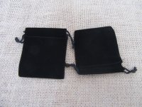 98Pcs Black Velvet Drawstring Gift Jewelry Pouches 65x65mm