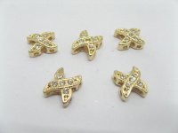 20 Jewelry finding Golden X-Shape Rhinestone Clasps