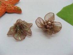 200 Light Coffee Hand Craft Organza Beaded Flowers Embellishment 200 Light Coffee Hand Craft Organza Beaded Flowers Embellishment