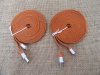 5X 3M Orange Flat Noodle USB Sync Data Charger Cable Cord for Ip