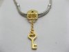 10Pcs 18K Gold European Lock Beads With Key Dangle