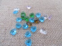500pcs Faceted Heart Shape Crystal Glass Beads Mixed Color