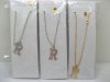 12 Silver&Golden Chain Necklace with Rhinestone Letter "R" Dangl