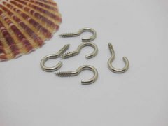 490 Nickel Plated Screw Eye Bails for Top Drilled Findings 21x10