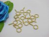 400 Golden Plated Screw Eye Bails for Top Drilled Findings 19x9m
