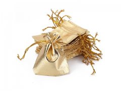 100 Golden Drawstring Gift Jewellery Pouches 8.8x6.8cm