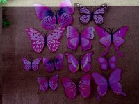 3Pack X 12Pcs Purple & Pink Magnetic 3D Butterfly Wall Sticker A