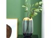 1Pc Elegant Round Green Vase with Gold Rim Decorative Home