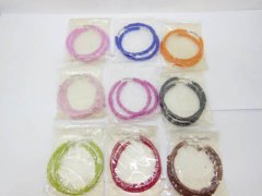 12Pairs Glass Beaded Hoop Lock Earrings 75mm Dia Mixed Color
