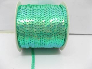 1Roll x 10Yard Light Green 6mm Strung Sequin Trim