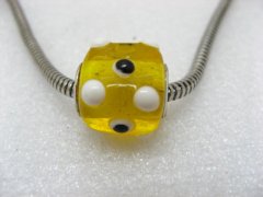 50 Yellow Murano Cubic Glass European Beads With White Dots 50 Yellow Murano Cubic Glass European Beads With White Dots