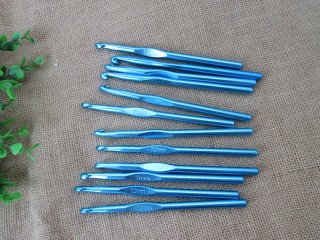 12Pcs Blue Aluminum Crochet Hook Knitting Needle Craft Tools 7.0