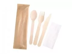 50Sets Disposable Individual Packing Forks Spoons Knives Tissue