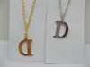 12 Silver&Golden Chain Necklace with Rhinestone Letter "D" Dangl