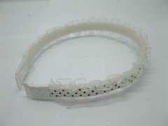 1X New White Black Dot Head Band Hairband with Lace Trim