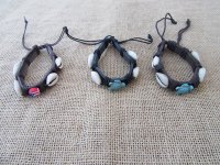 12Pcs Leatherette Drawstring Bracelets with Shell Tortoise Charm