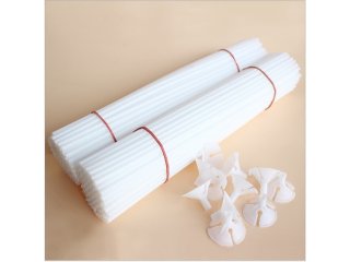 144Sets White Plastic Balloon Sticks Holders with Cups