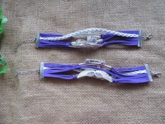 12Pcs Fashionable Purple Leatherette Swing Metal Pendant