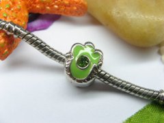 10 Green Enamel Hand European Thread Beads with Rhinestone 10 Green Enamel Hand European Thread Beads with Rhinestone