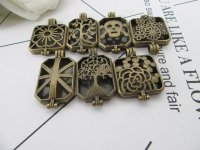 10Pcs Bronze Color Alloy Metal Charms Boxes Pendants Assorted