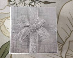 (image for) 10Pcs Striped Silver Ring Necklace Earring Boxes w/Bow 85x85mm Jewelry Gift Box
