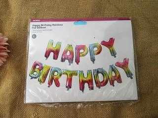 1Set Happy Birthday Rainbow Foil Balloons Party Favor (image for) 1Set Happy Birthday Rainbow Foil Balloons Party Favor