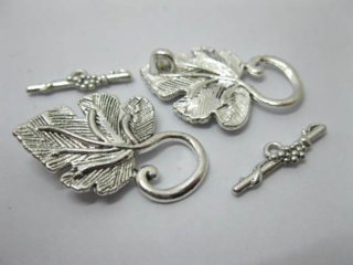 50 Sets European Flower Bali Toggle Clasp Jewelry Finding