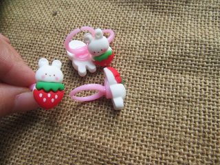 12Pcs Adjustable Bunny Strawberry Ring Kids Gift Loot Bag Filler (image for) 12Pcs Adjustable Bunny Strawberry Ring Kids Gift Loot Bag Filler