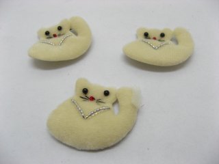(image for) 100pcs Light CoffeePadded Appliques Craft Cats Embellishments