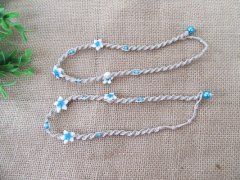 12Pcs Hemp Cord Handmade Knitted Necklaces With Blue Frangipani