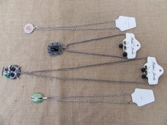 12Pcs Metal Chain Necklace with Assorted Pendant 12Pcs Metal Chain Necklace with Assorted Pendant