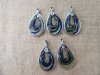 10Pcs Teardrop Glaze Glass Silver Foil Beads Pendant