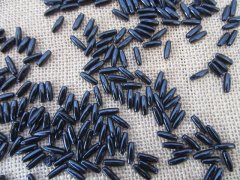 (image for) 250g (2290Pcs) Black Faux Rice Beads Loose Beads 4x12mm