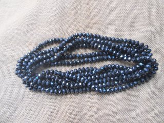 6Strand x 68Pcs Black Faceted Glass Beads 10mm