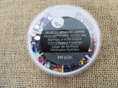 (image for) 4Packs x 840Pcs Faceted Acrylic Set Flatback Rhinestones Assorte