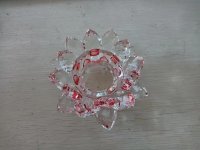 1Pc Shiny Red Crystal Glass Lotus Flower Centerpiece Candle Hold