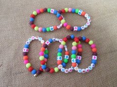 12Pcs Kids Summer Beaded Bracelets Elastic Bracelets