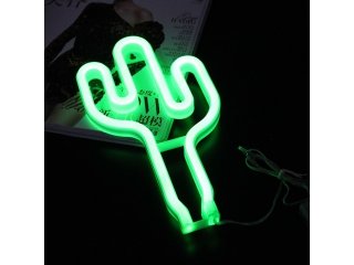 1Pc Romantic Freestanding Green Cactus Neon Sign Led Night Light