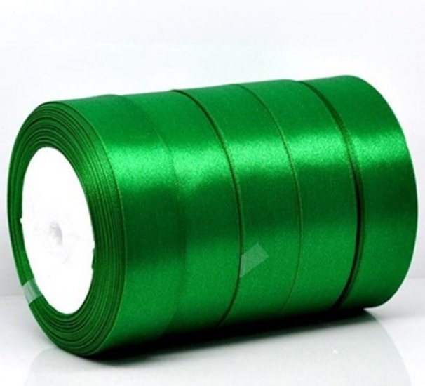 5Rolls X 25Yards Green Satin Ribbon 25mm - Click Image to Close