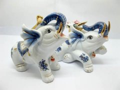 (image for) 1Pair Fengshui Ceramic Elephant Statue Home Decoration