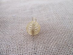 (image for) 50 Golden Spiral Bead Cages Pendants Findings 30x25mm Size