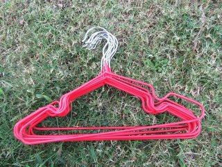 10Pcs Metal Wire Kids Coat Clothes Closet Hangers - Red