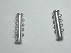 (image for) 10 Platinum Plated 4 Strand Tube Bar Magnetic Clasps