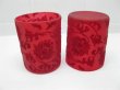 (image for) 7x12Pcs Red Glass Tea Light Holder with Velvet Flower Wedding
