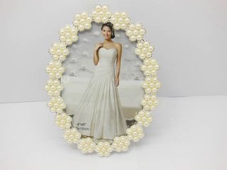 1X European Elegant Pearl Flower Edge Wedding Photo Frame