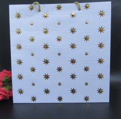 10Pcs HQ White Paper Gift Bag with Star 33x32.7x12cm