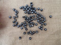 (image for) 12Packs x 90Pcs Black Flat Round Plastic Alphabet Beads 7mm Dia